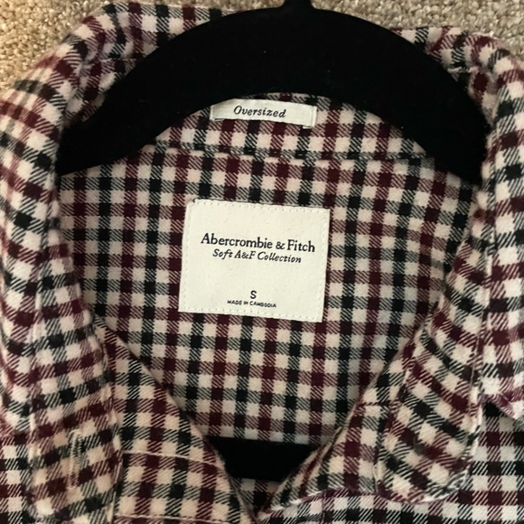 Abercrombie & Fitch Brown and Navy plaid oversized button down. - Picture 2 of 3